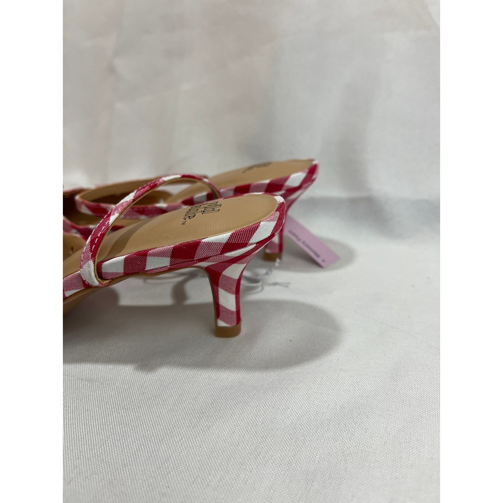Wild Fable Red Gingham Kitten Heel Mules Bow Pointed Toe Shoes Womens 8 NWT - Picture 3 of 6